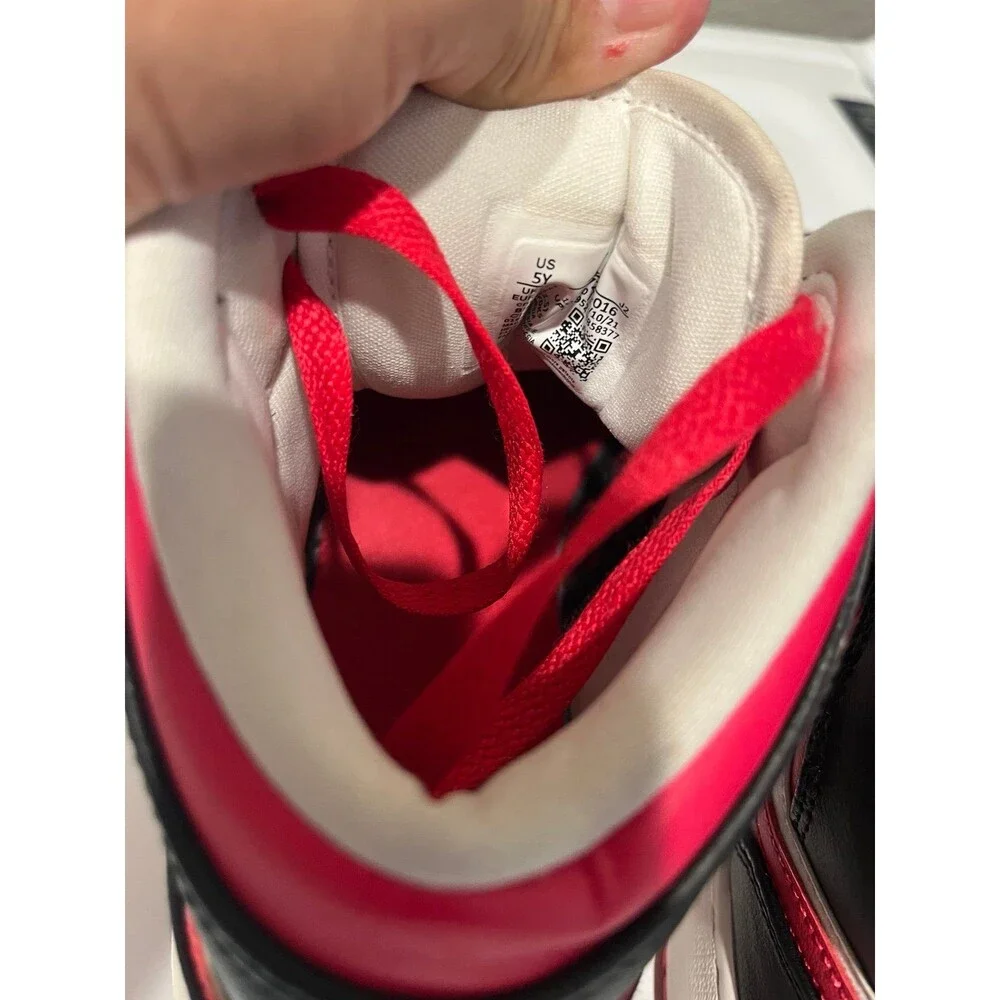 Nike Air Jordan 1 Mid GS White Black Gym Red Shoes Youth Size 5Y No Box